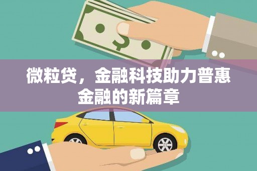 全国微粒贷，金融科技助力普惠金融的新篇章