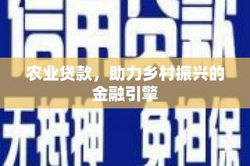全国农业贷款，助力乡村振兴的金融引擎