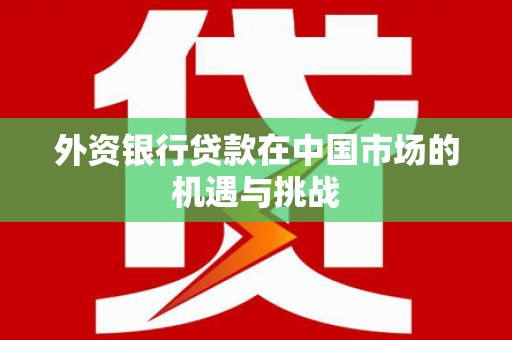 全国外资银行贷款在中国市场的机遇与挑战