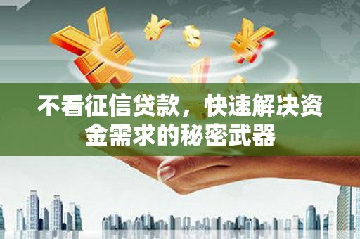 全国不看征信贷款，快速解决资金需求的秘密武器
