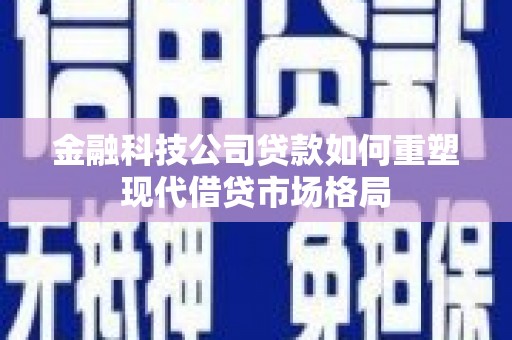 全国金融科技公司贷款如何重塑现代借贷市场格局