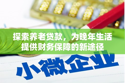 全国探索养老贷款，为晚年生活提供财务保障的新途径