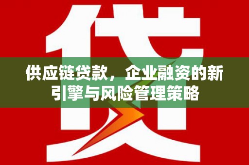 全国供应链贷款，企业融资的新引擎与风险管理策略