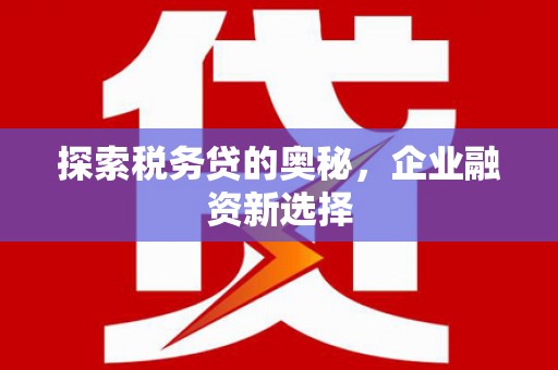 全国探索税务贷的奥秘，企业融资新选择