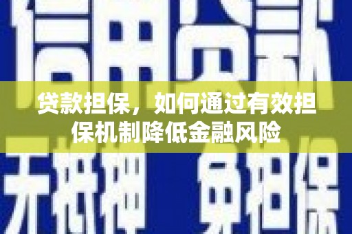 全国贷款担保，如何通过有效担保机制降低金融风险