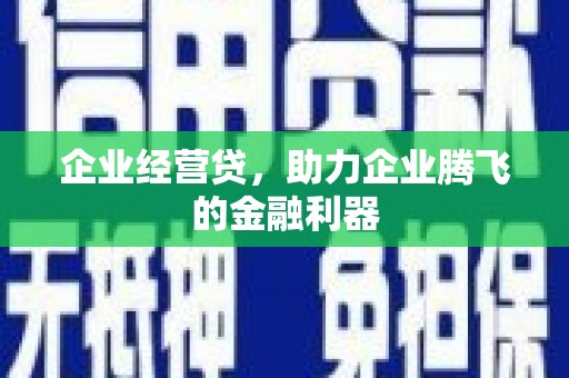 全国企业经营贷，助力企业腾飞的金融利器
