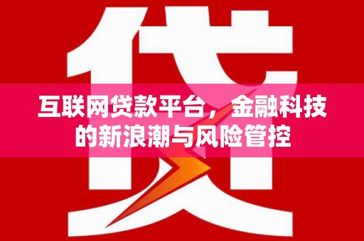 全国互联网贷款平台，金融科技的新浪潮与风险管控