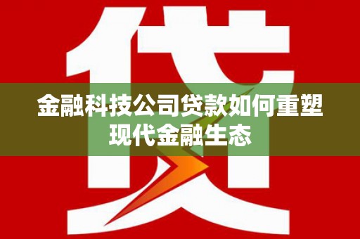 全国金融科技公司贷款如何重塑现代金融生态