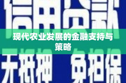 全国现代农业发展的金融支持与策略